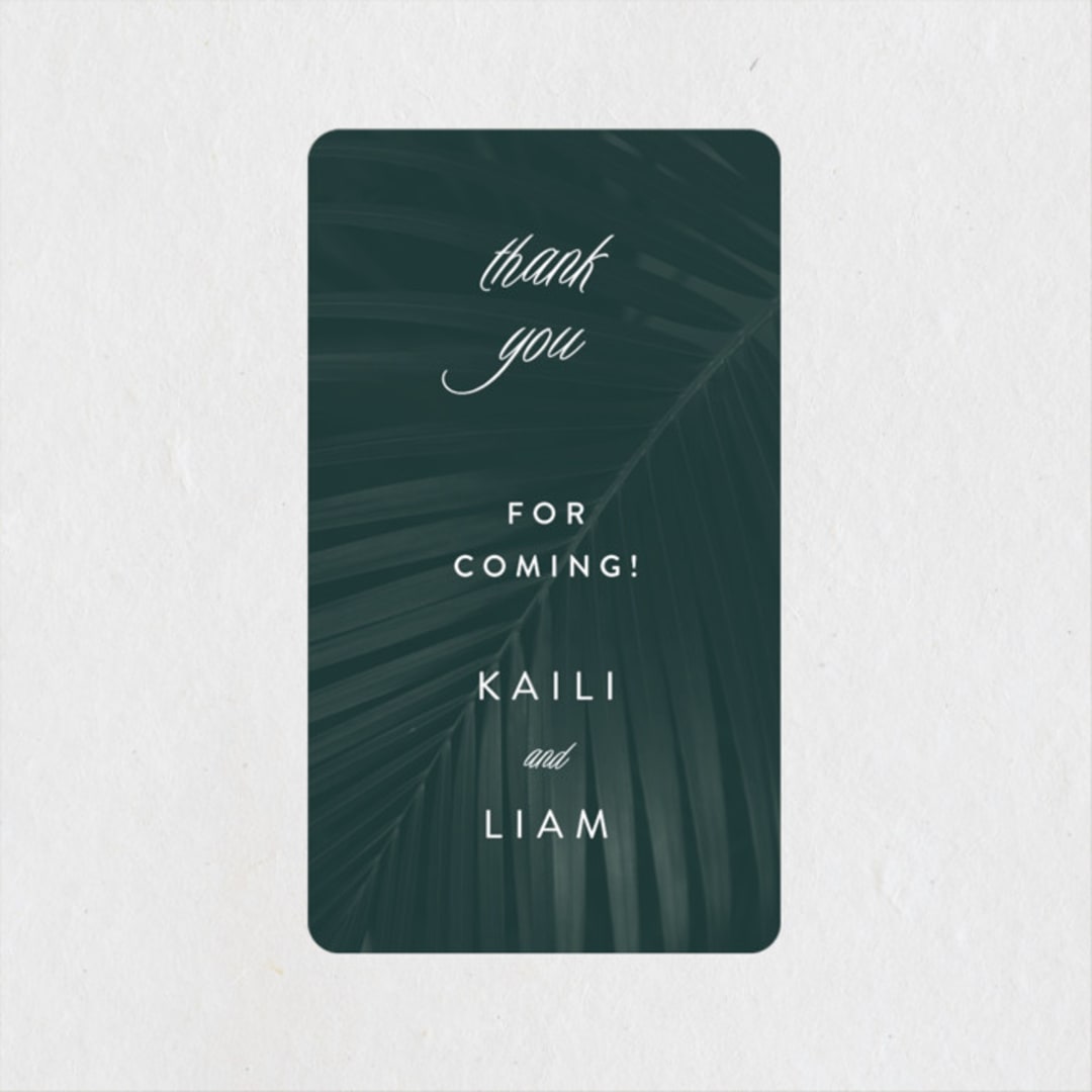 "Palm Layers" - Wedding Favor Stickers in Palm Frond by Jill Means - Front