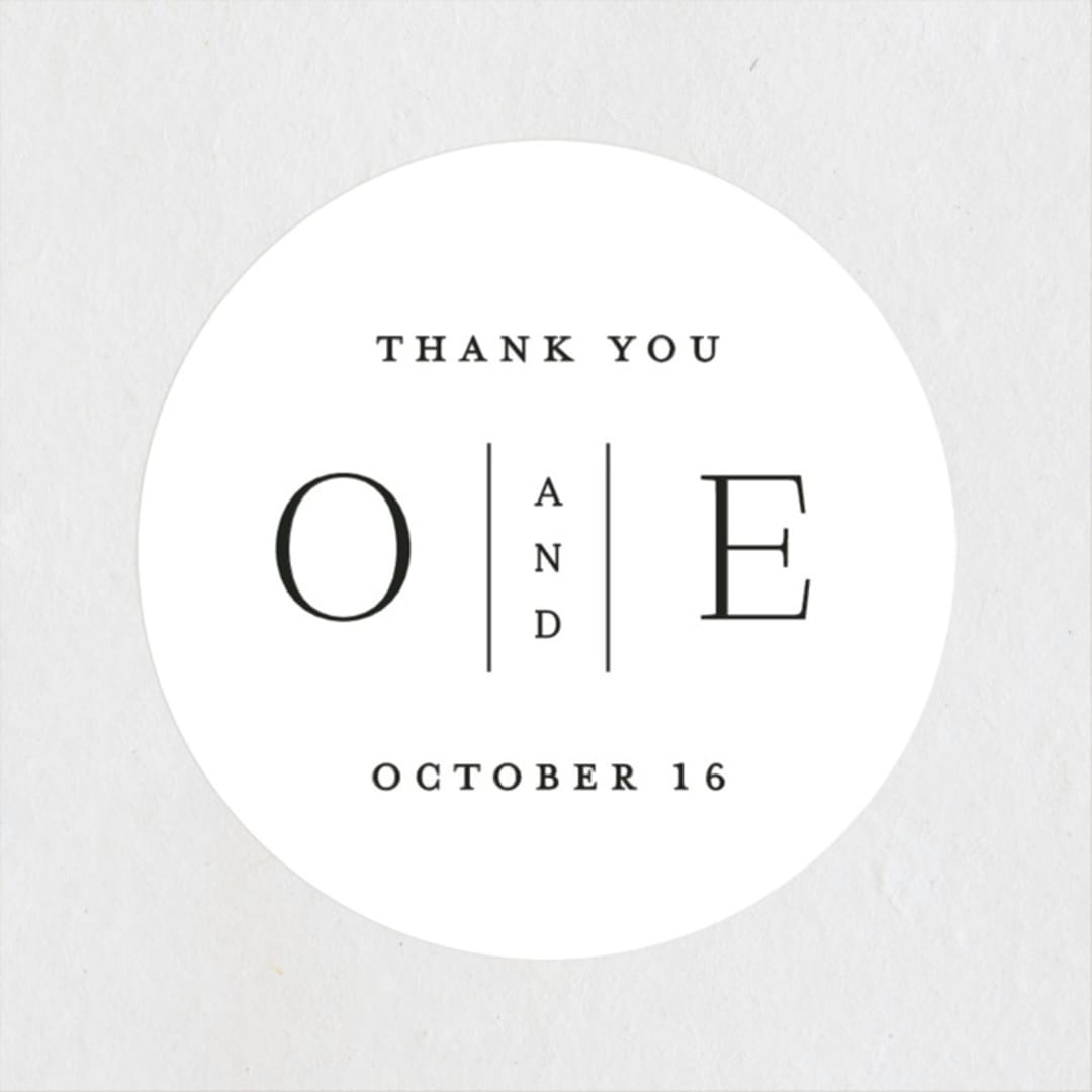 "In Love" - Wedding Favor Stickers in Ink by Carolyn MacLaren - Front