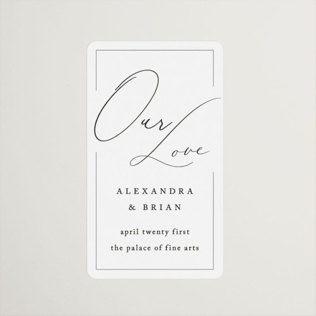 "Love Story" - Wedding Favor Stickers in Alabaster by Liz Conley - Front