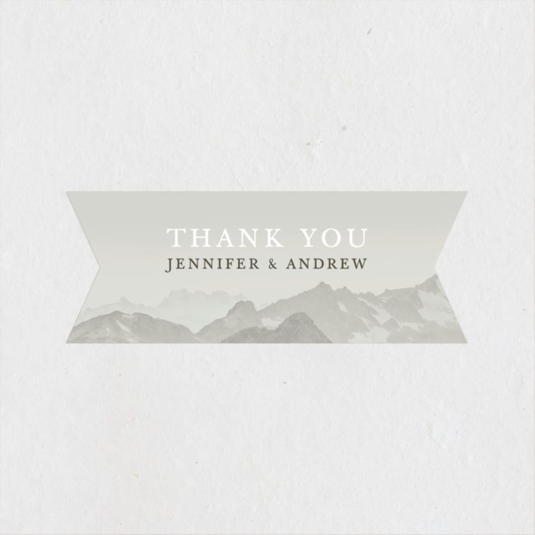 "Modern Mountain" - Wedding Favor Stickers in Fog by Stephanie Biller - Front