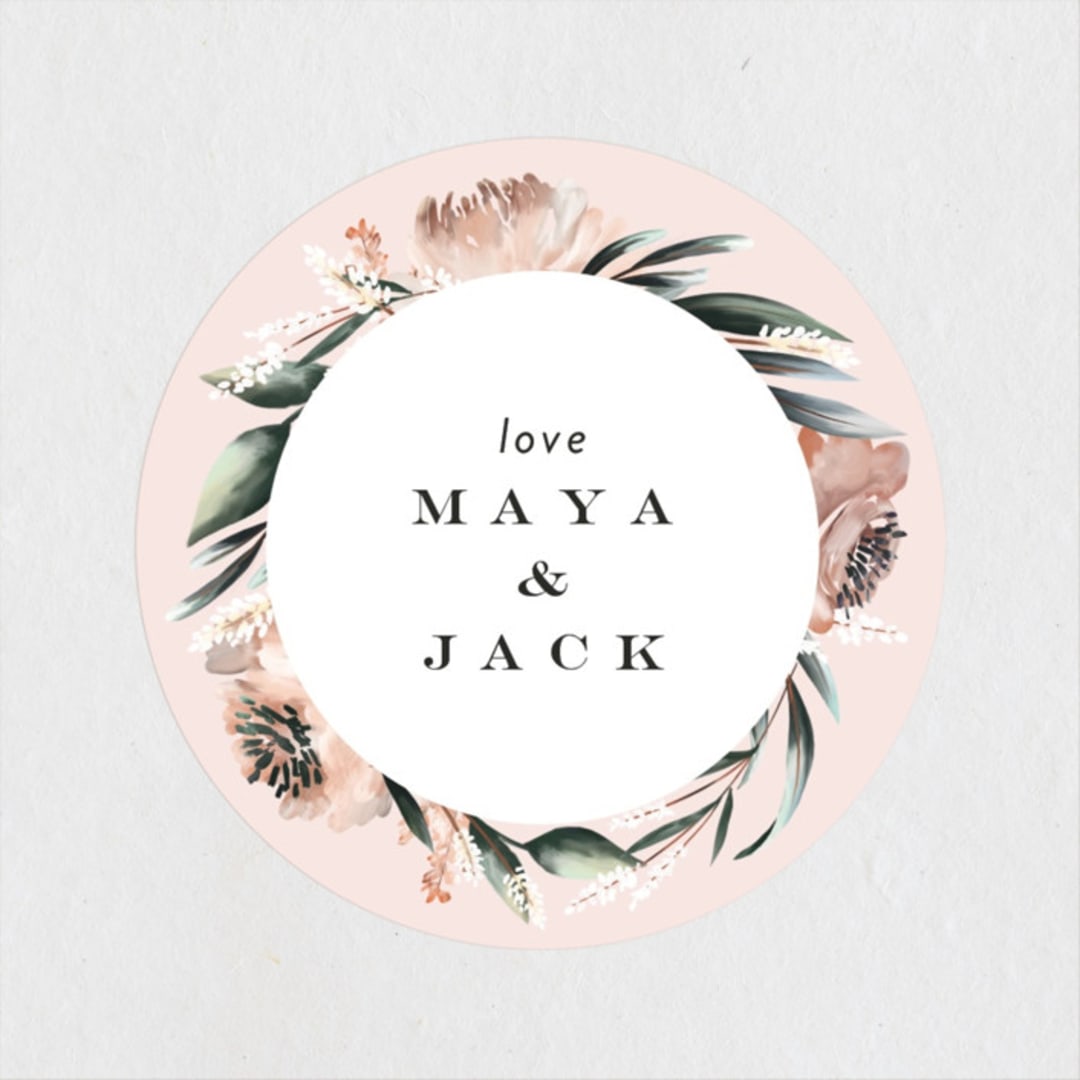 "Rustica" - Wedding Favor Stickers in Cantaloupe by Petra Kern - Front