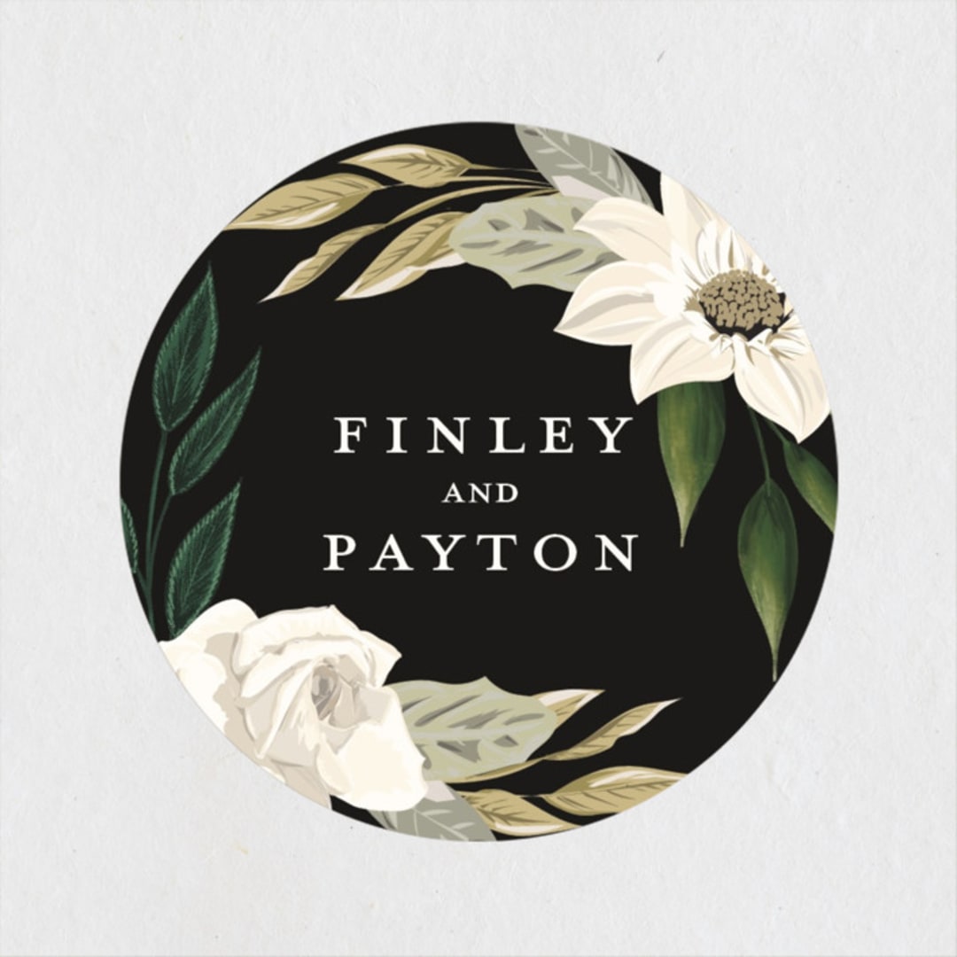 "Botanical Ring" - Wedding Favor Stickers in Ivory by Susan Moyal - Front