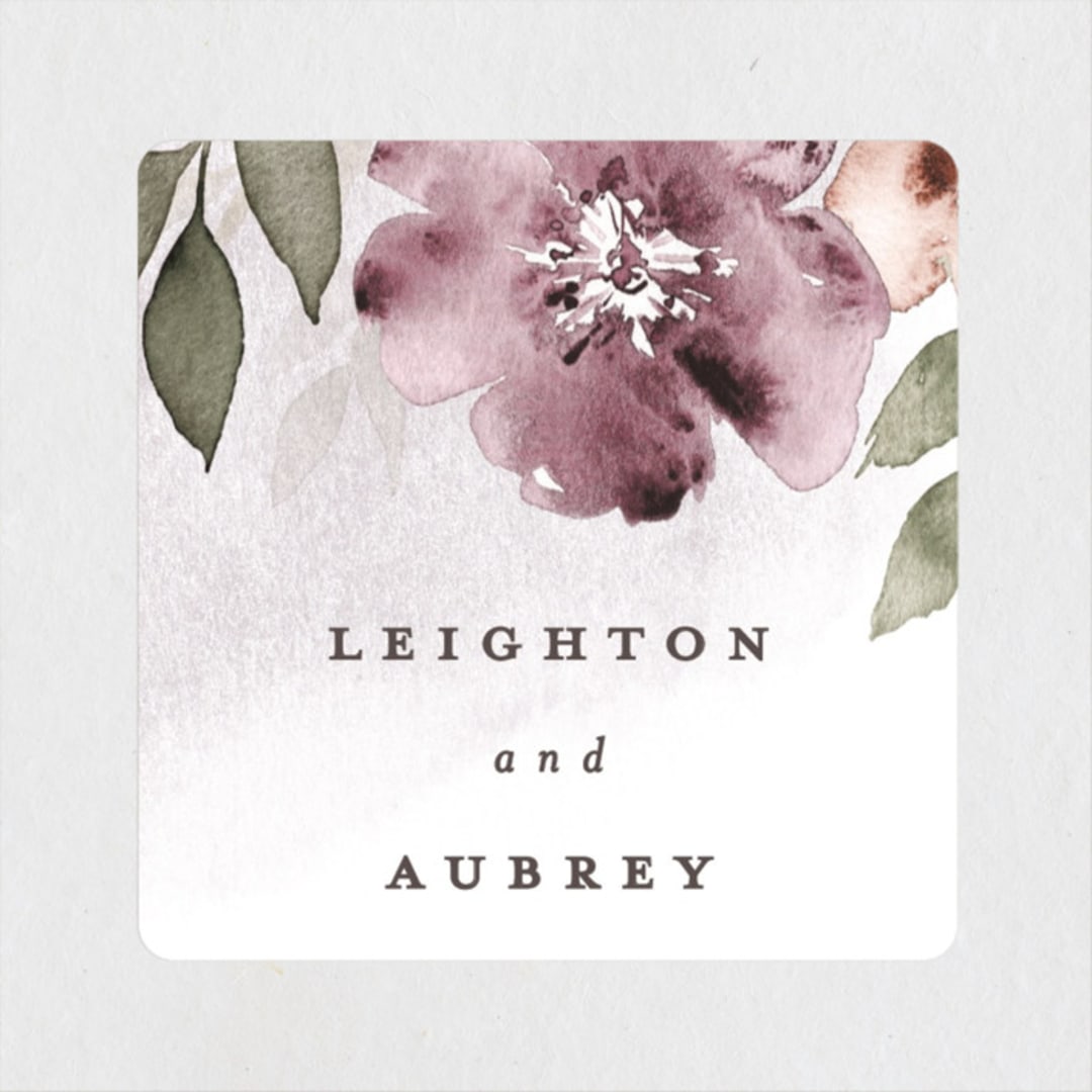"Fancifully" - Wedding Favor Stickers in Dust Mauve by Everett Paper Goods - Front