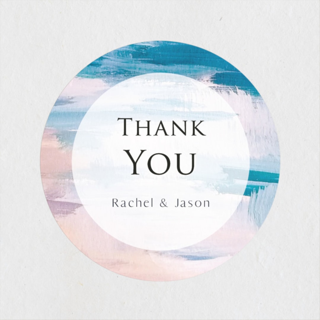 "Sand & Sun" - Wedding Favor Stickers in Ocean by Nicole Walsh - Front