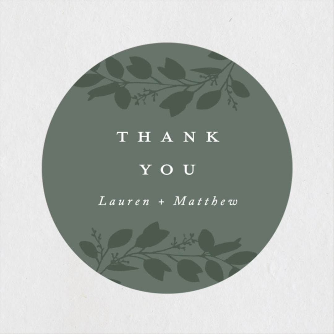 "Falling Branch" - Wedding Favor Stickers in Eucalyptus by Amy Kross - Front