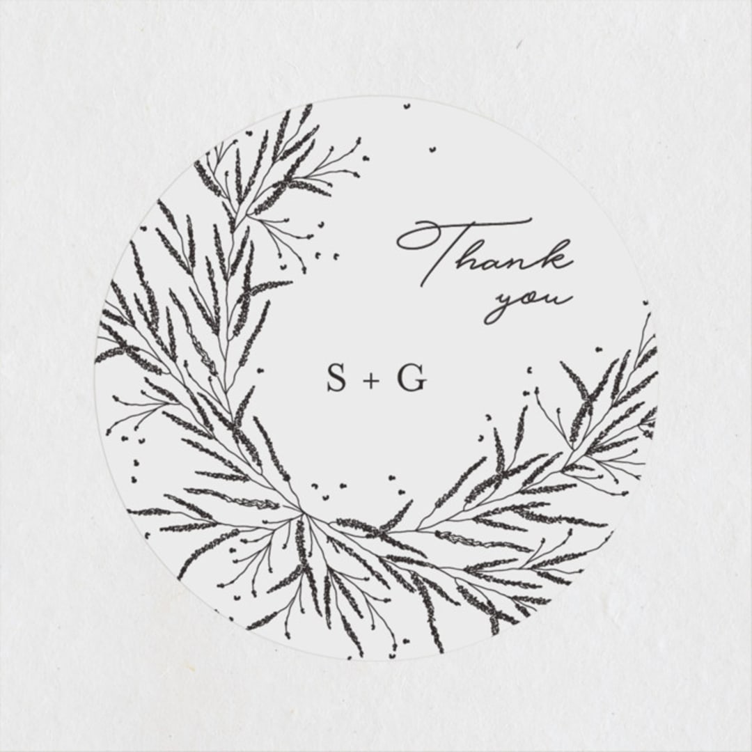 "A Sketched Wreath" - Wedding Favor Stickers in Concrete by Plain White Paper Co - Front