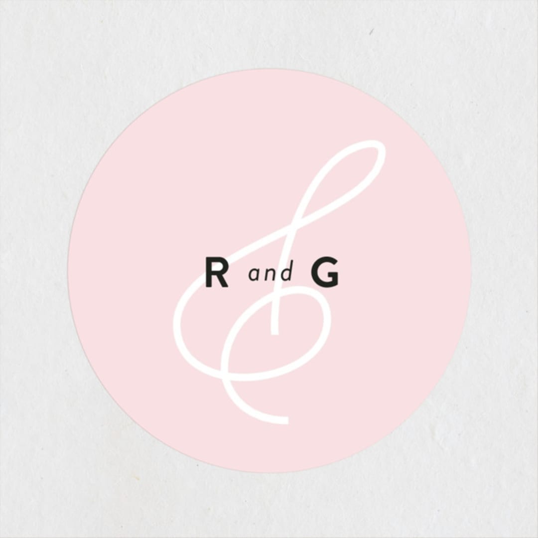 "AND" - Wedding Favor Stickers in Carnation by Kim Dietrich Elam - Front