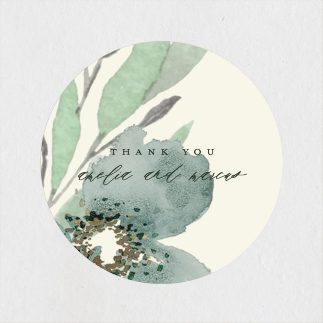 "Gardens Edge" - Wedding Favor Stickers in Garden by Grace Kreinbrink - Front