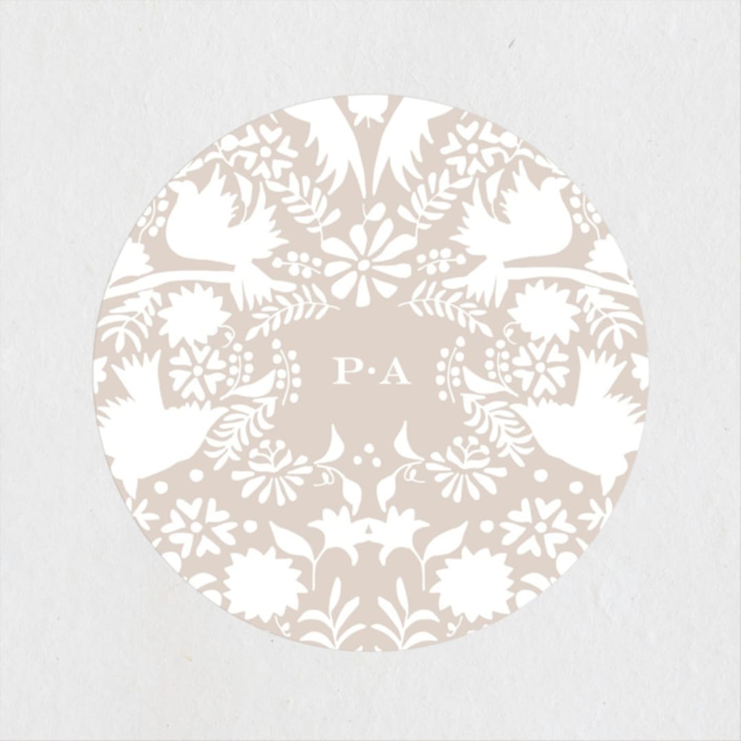 "Hacienda" - Wedding Favor Stickers in Stone by Lagniappe Paper - Front