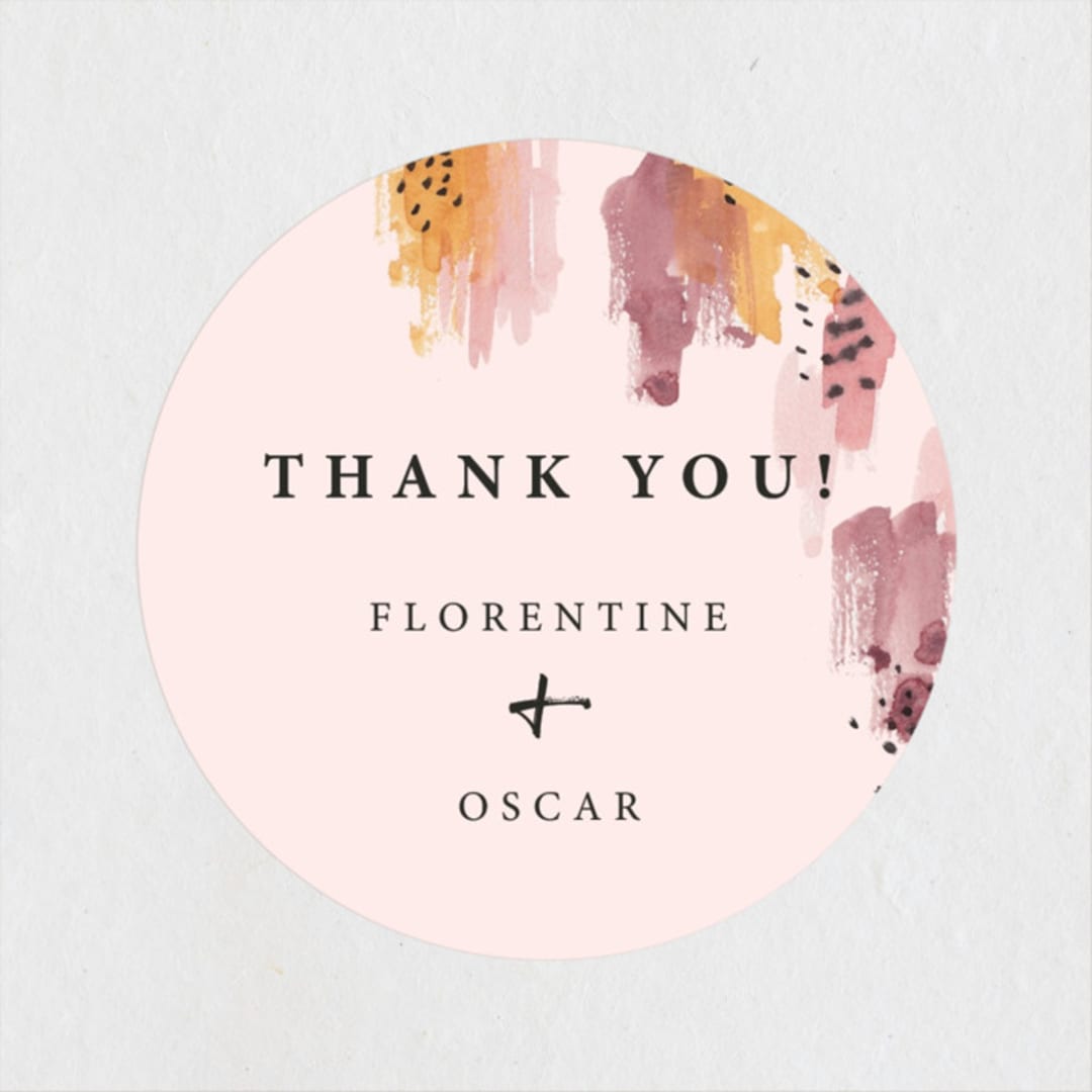 "Mod Brush" - Wedding Favor Stickers in Blush by Lisa Fee Paura - Front