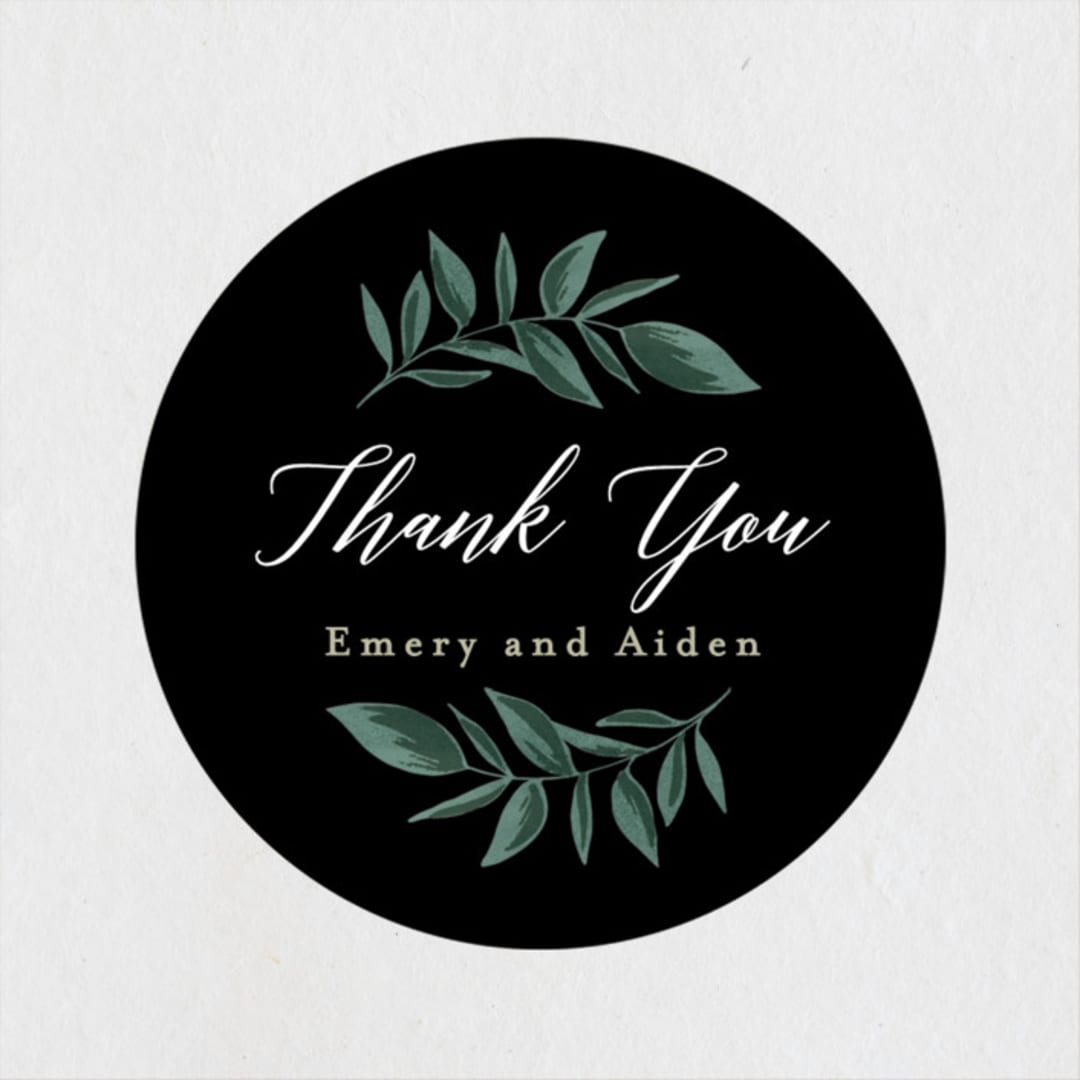 "Forest Crest" - Wedding Favor Stickers in Obsidian by Alethea and Ruth - Front