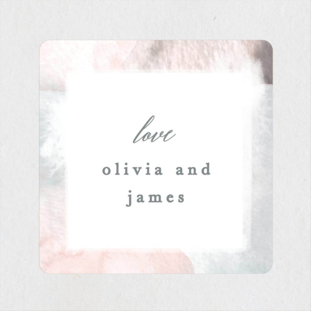 "Sea Froth" - Wedding Favor Stickers in Blush by Creo Study - Front