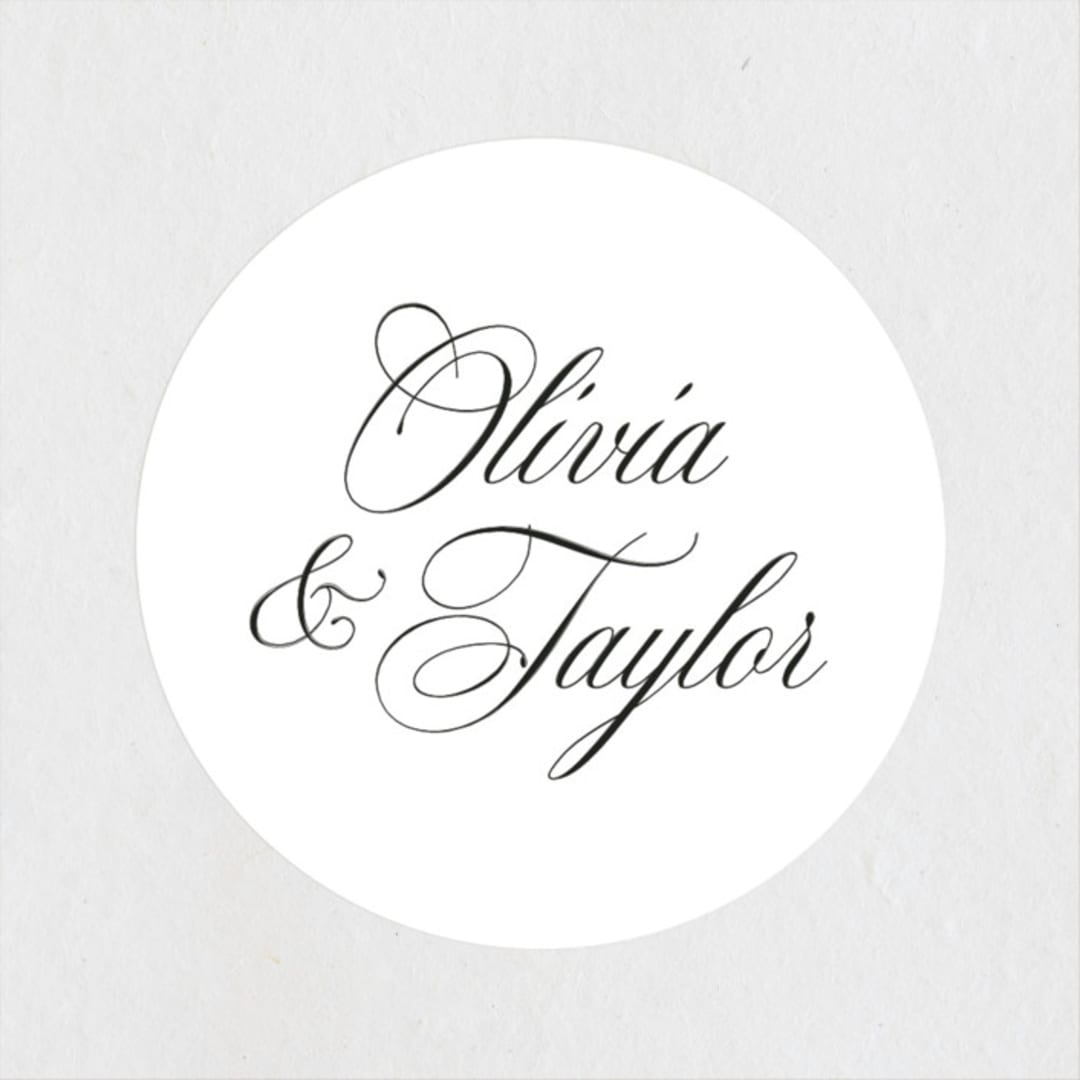 "Scripted Union" - Wedding Favor Stickers in Pearl by Kelly Schmidt - Front