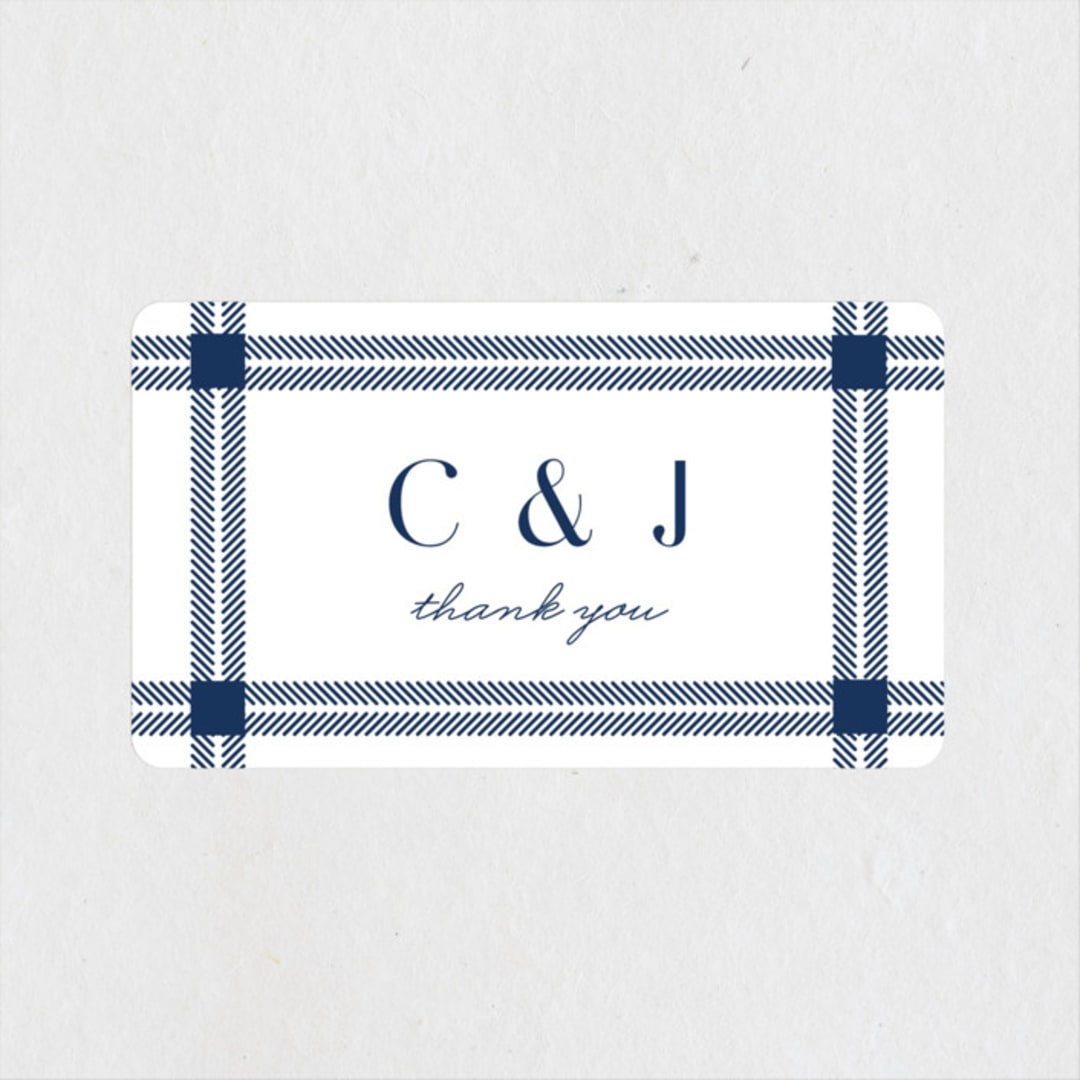 "window pane check" - Wedding Favor Stickers in Navy by Kerry Doyle - Front