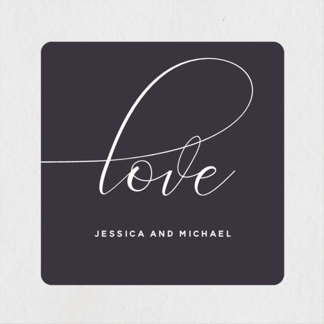 "Right Side" - Wedding Favor Stickers in Blackberry by Susan Brown - Front