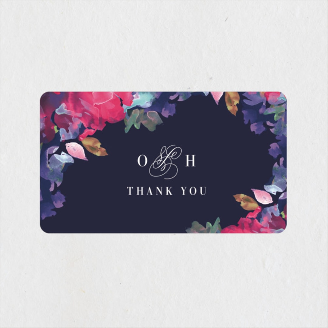 "Georgia" - Wedding Favor Stickers in Navy by Lori Wemple - Front