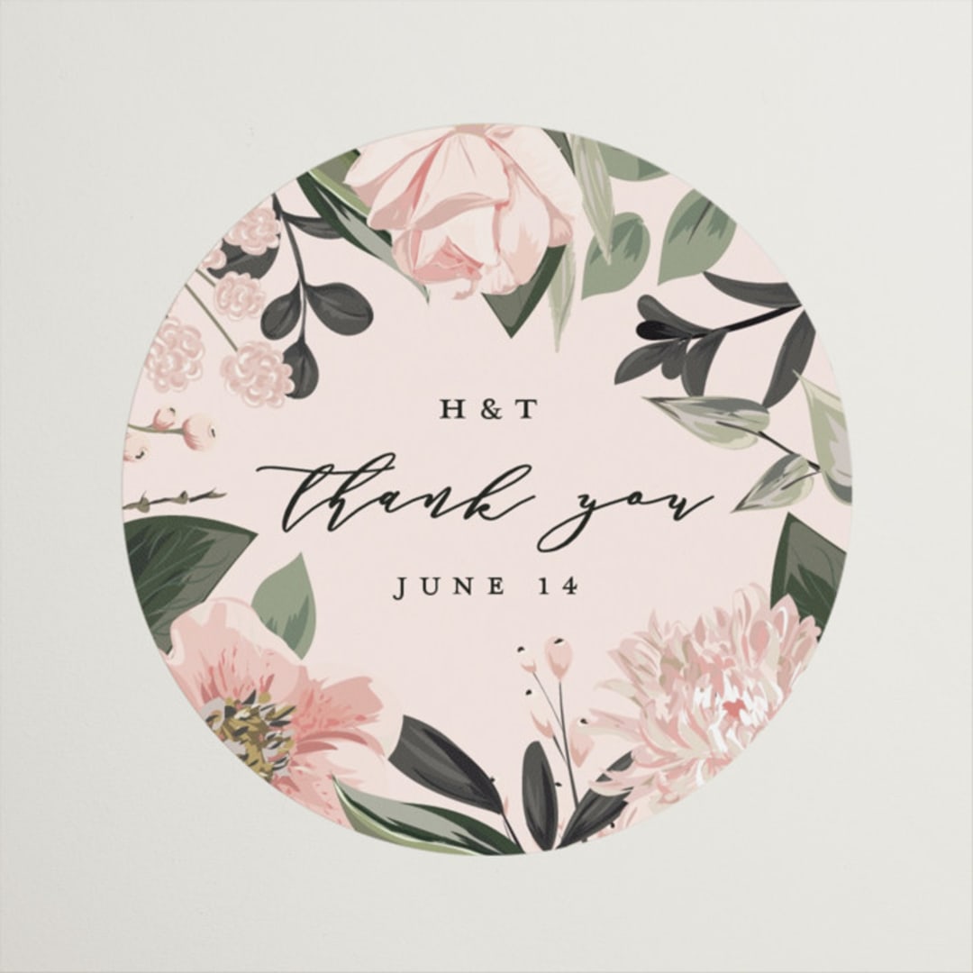 "Ivory Ring" - Wedding Favor Stickers in Blush by Susan Moyal - Front