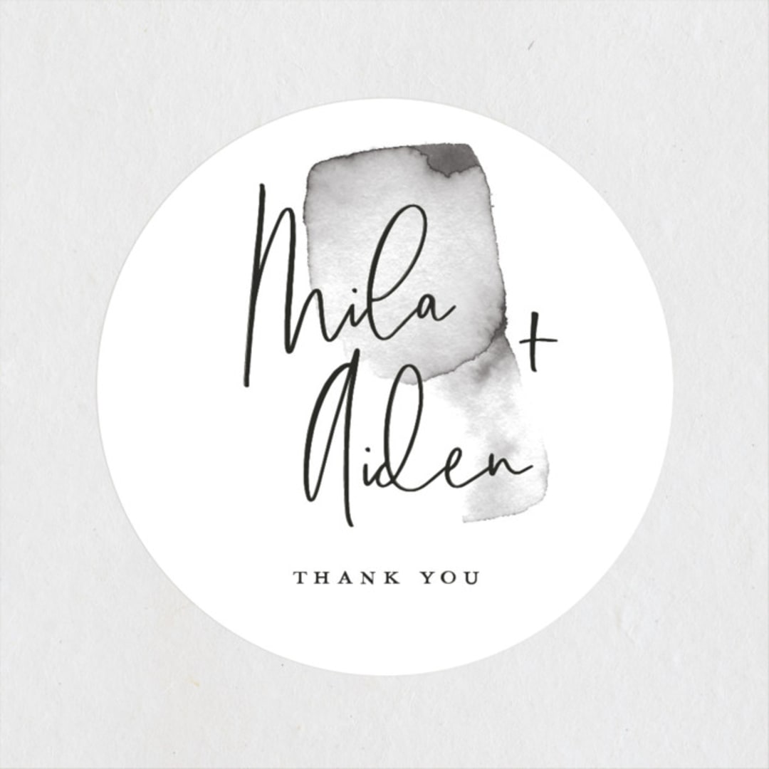 "Moxie" - Wedding Favor Stickers in Ink by Design Lotus - Front