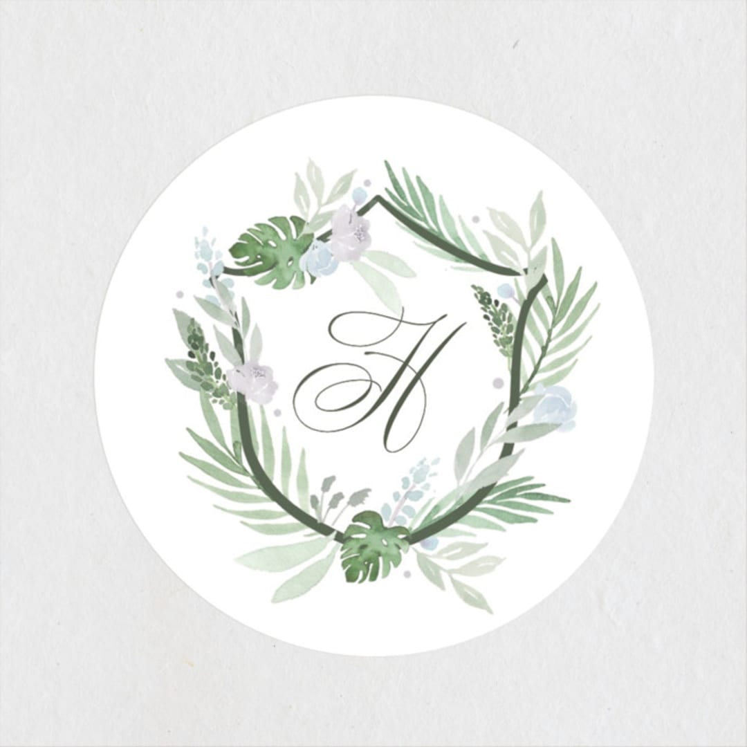 "Botanical Seal" - Wedding Favor Stickers in Pastel by Kristen Smith - Front