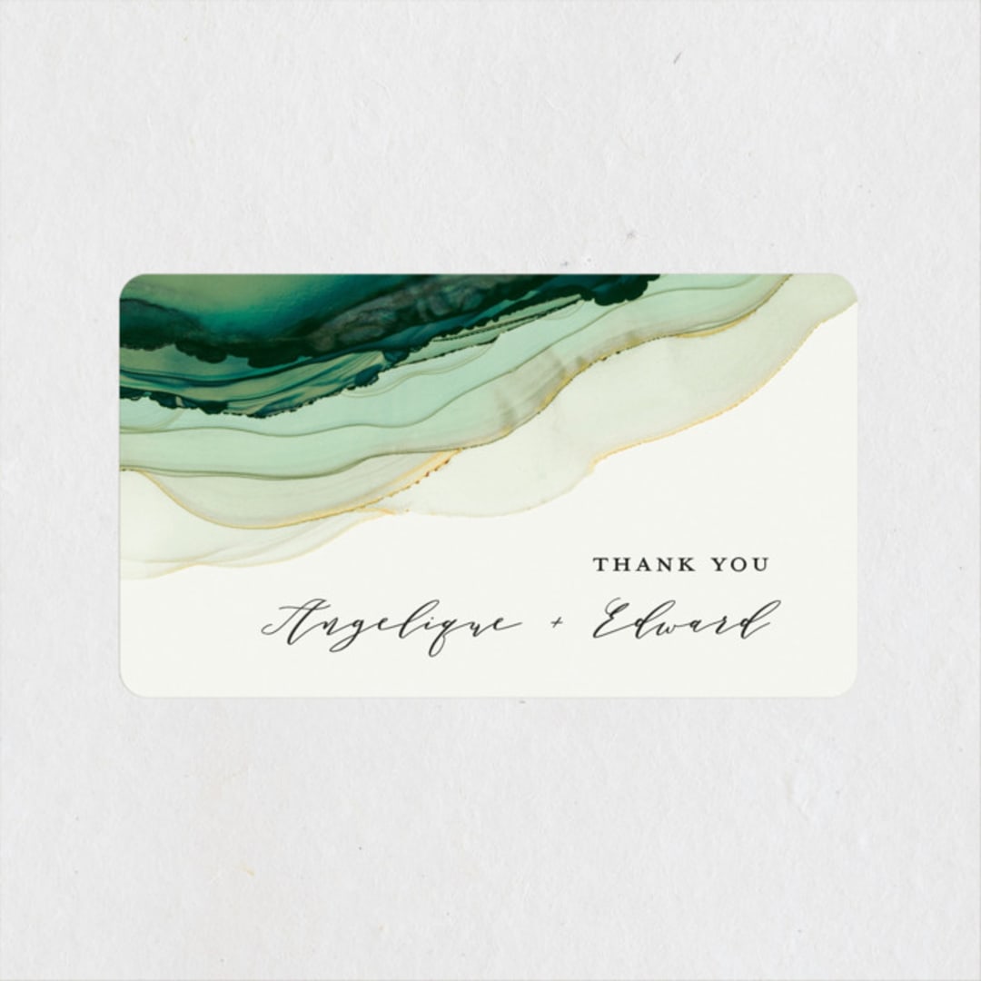 "Flow" - Wedding Favor Stickers in Emerald by Three Kisses Studio - Front