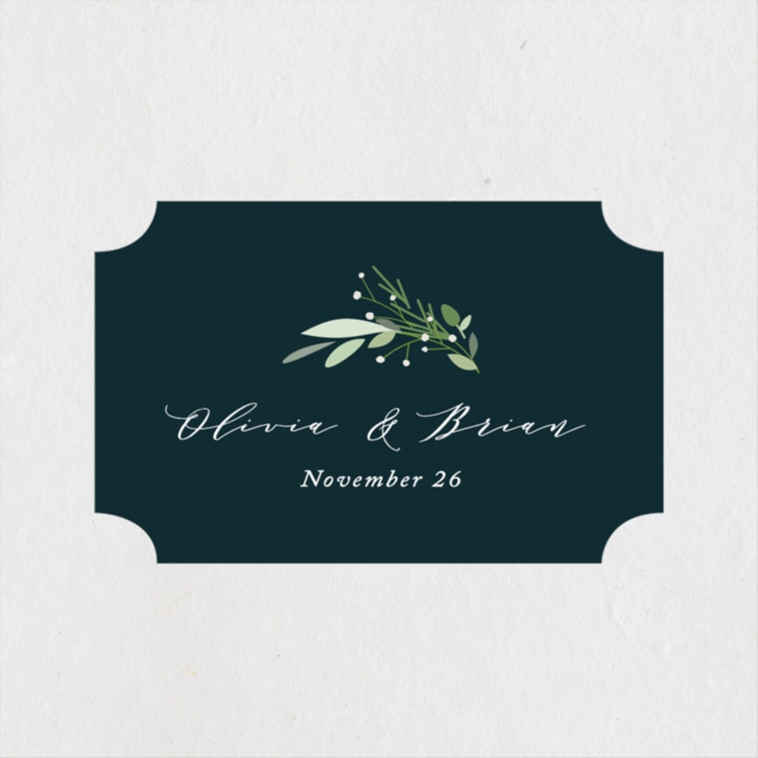 "Fresh Greenery" - Wedding Favor Stickers in Mystic Forest by Jennifer Postorino - Front