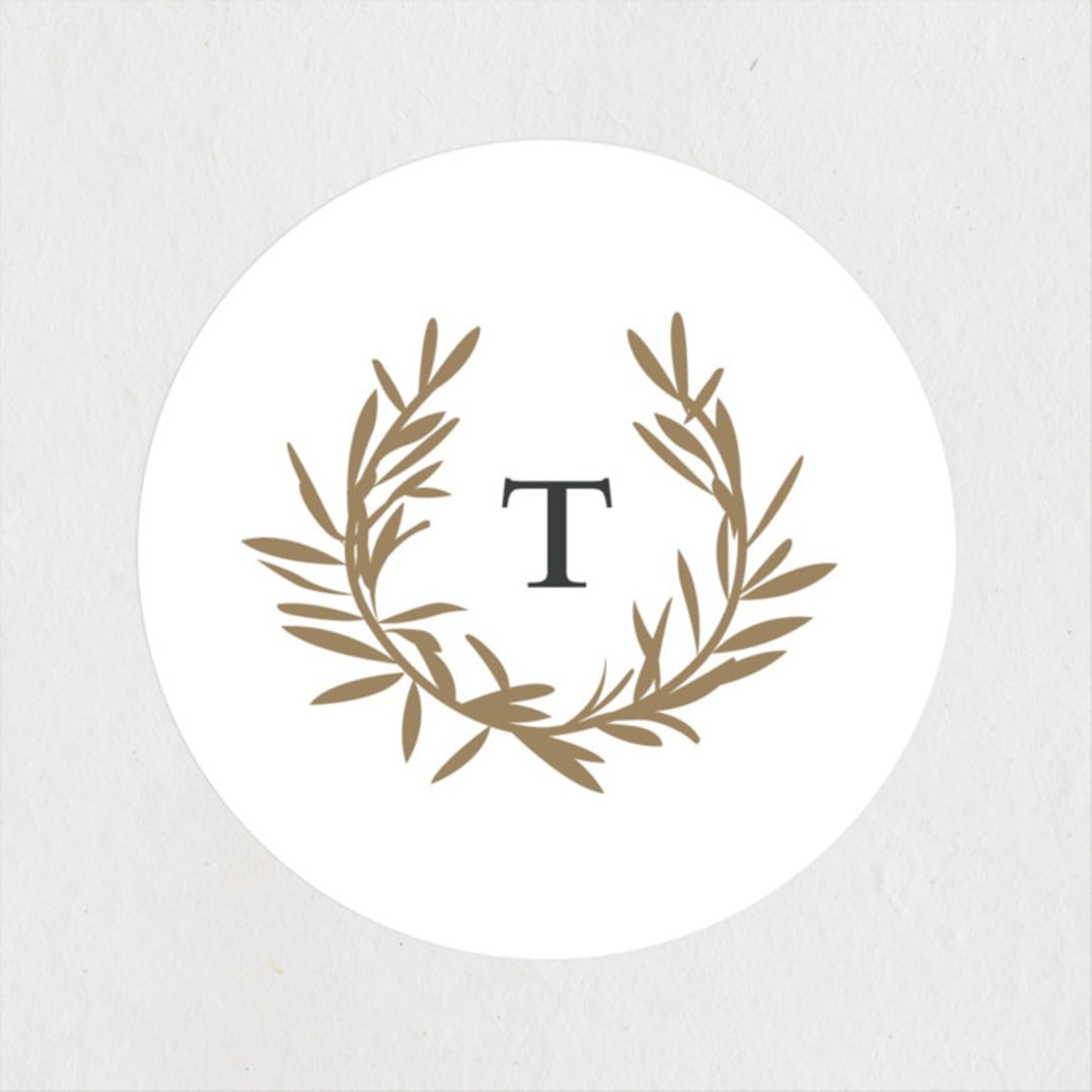 "laurel monogram" - Wedding Favor Stickers in Cotton by Stacey Meacham - Front