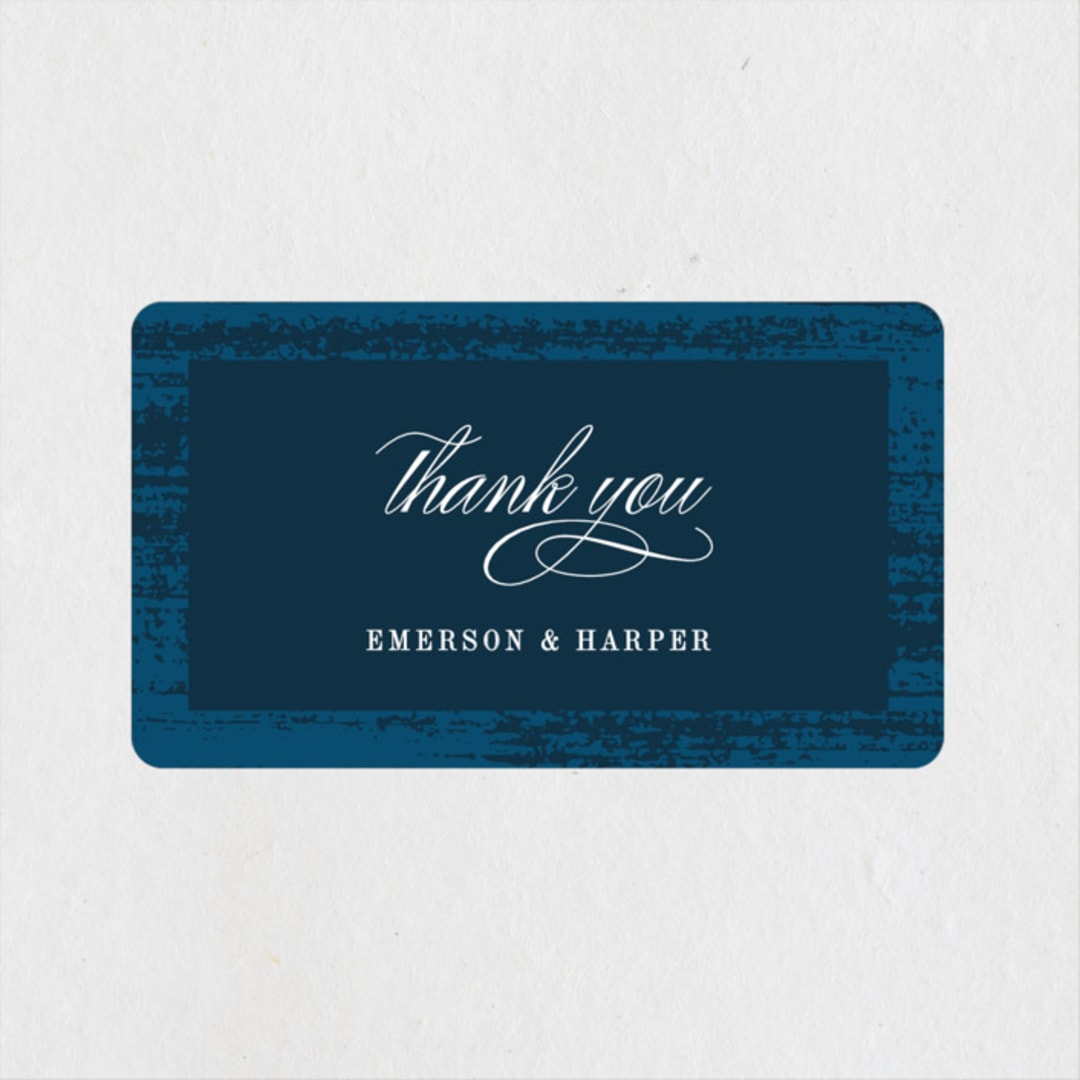 "Gold Leaf" - Wedding Favor Stickers in Indigo by Kelly Schmidt - Front
