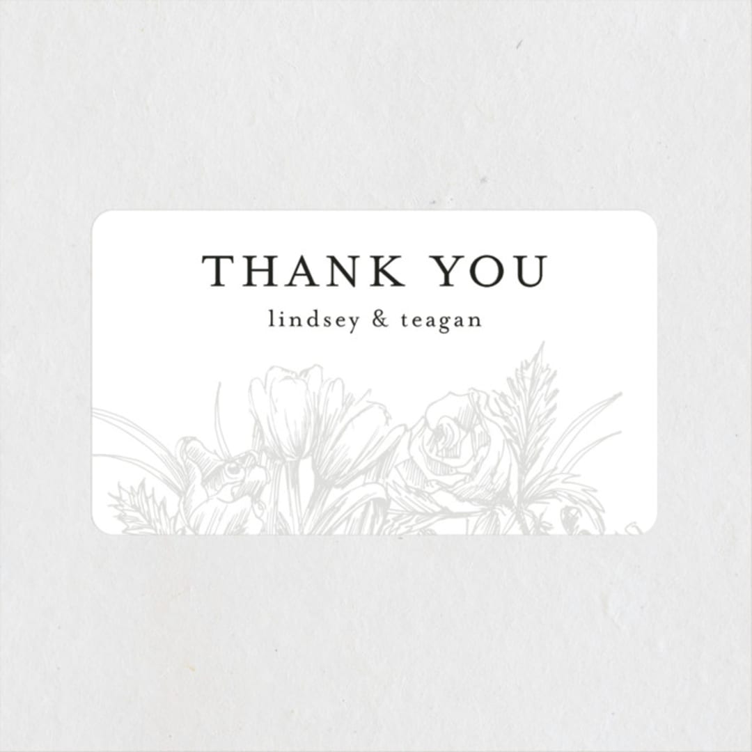 "Sketched Bouquet" - Wedding Favor Stickers in Ivory by Phrosné Barwood - Front