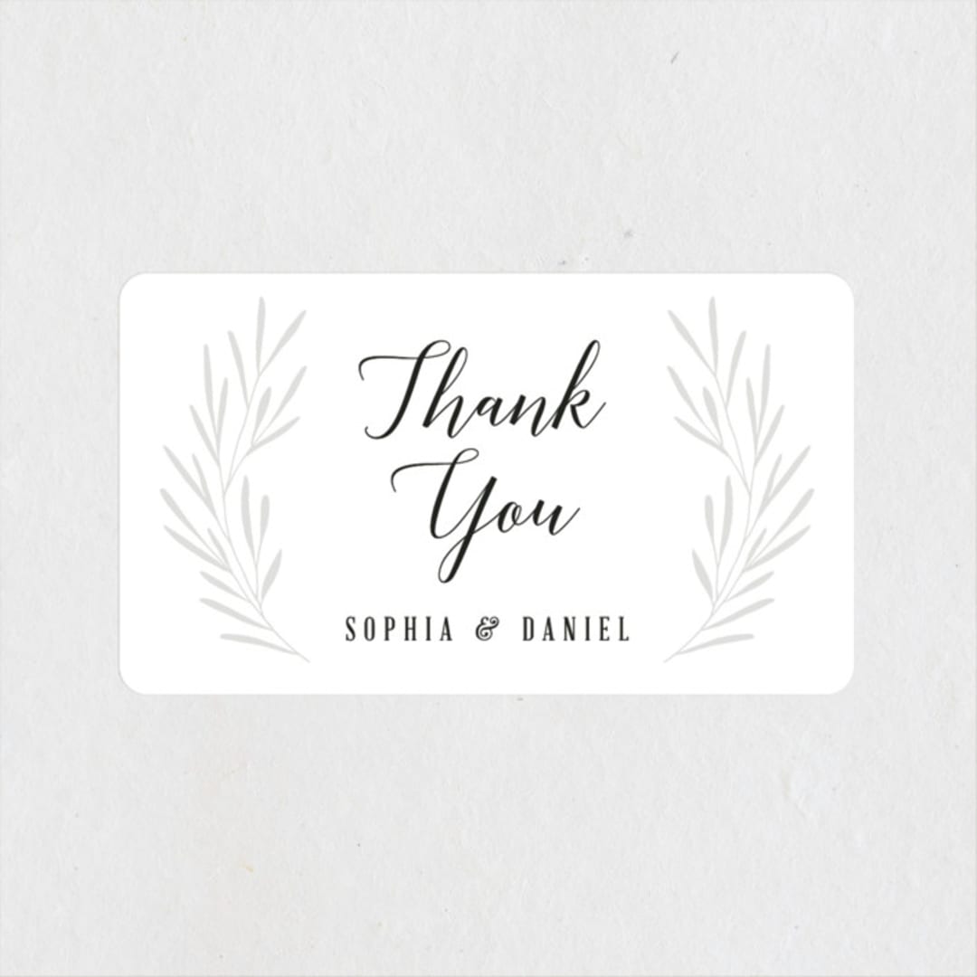 "Gilded Leaves" - Wedding Favor Stickers in Classic White by Kelly Schmidt - Front