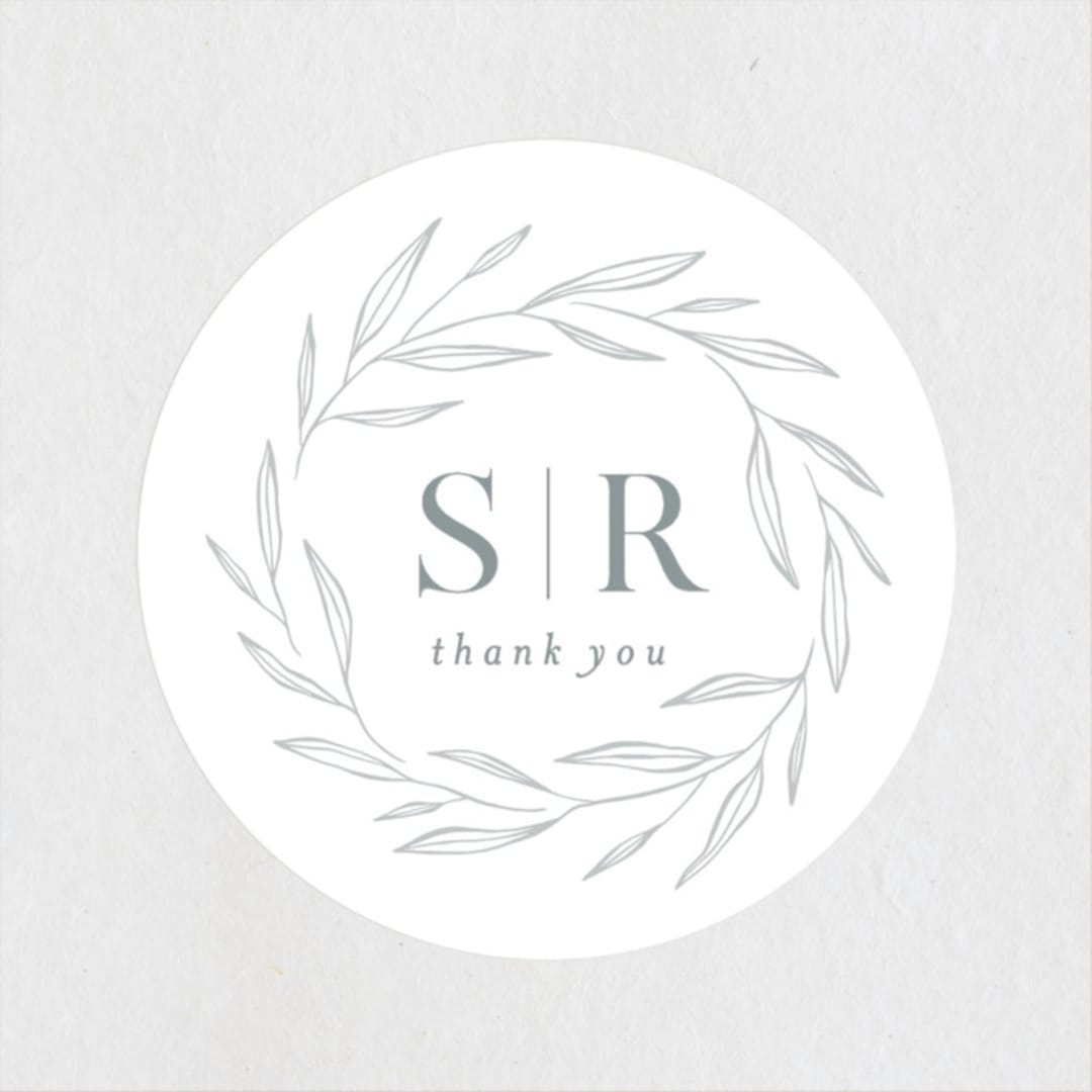 "Chic Wreath" - Wedding Favor Stickers in Cloud by Kelly Schmidt - Front