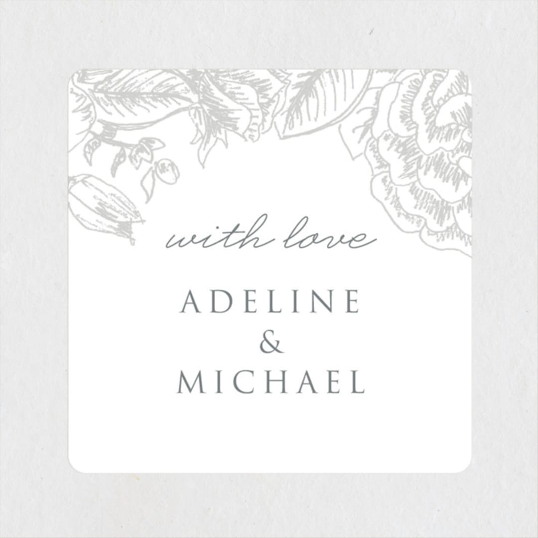 "Au Jardin" - Wedding Favor Stickers in Opal by Rochelle Renee - Front