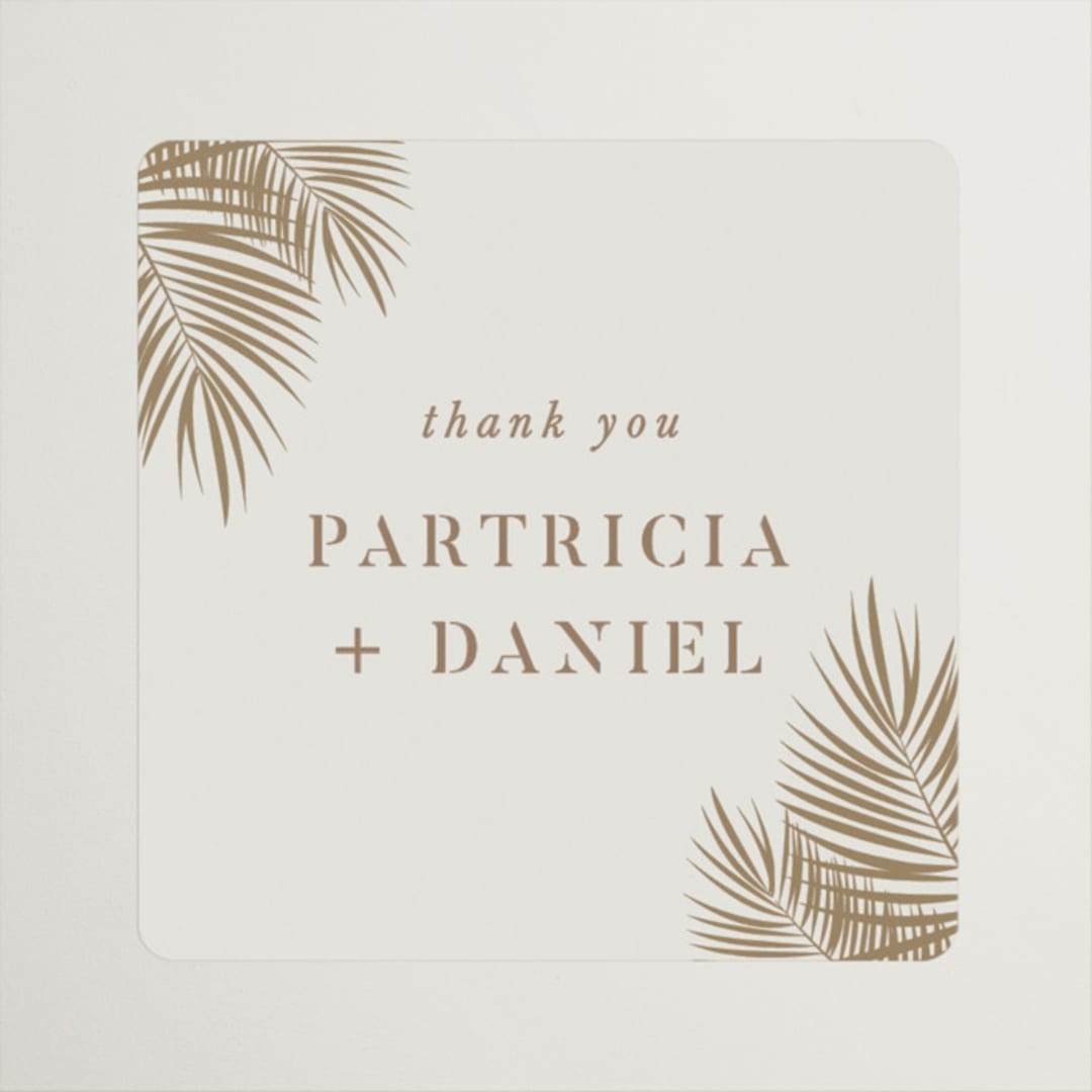 "Sunset by the Sea" - Wedding Favor Stickers in Tan by lulu and isabelle - Front