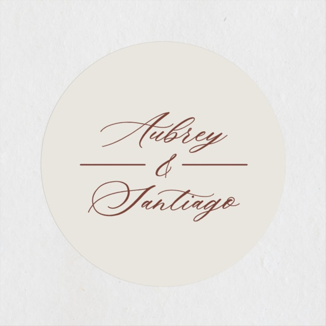 "Streamlined" - Wedding Favor Stickers in Nutmeg by Nicole Barreto - Front