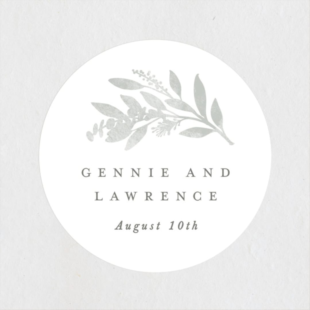 "Dear Greenery" - Wedding Favor Stickers in Eucalyptos by Hooray Creative - Front