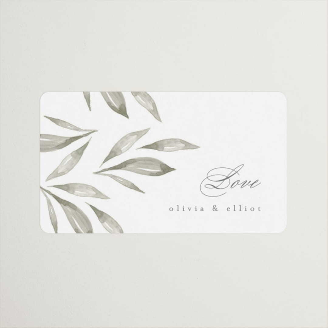 "Whispered Leaves" - Wedding Favor Stickers in Leaf by Kristie Kern - Front
