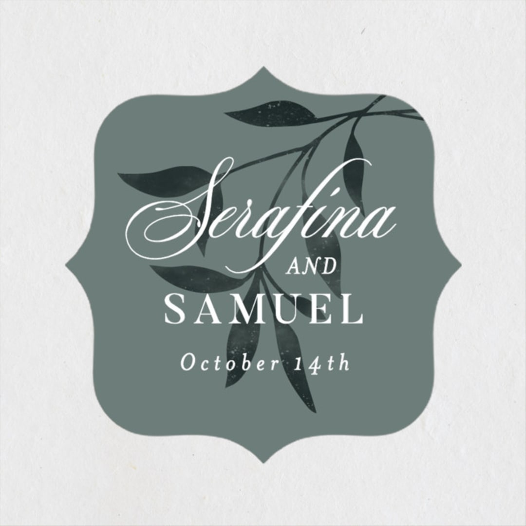 "Serafina" - Wedding Favor Stickers in Sage by Melanie Kosuge - Front