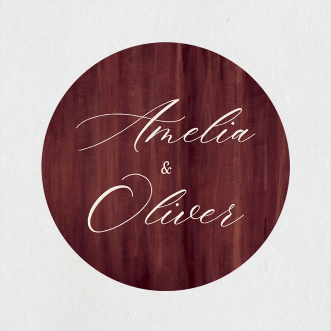 "Woodland Garden" - Wedding Favor Stickers in Mahogany by Susan Moyal - Front