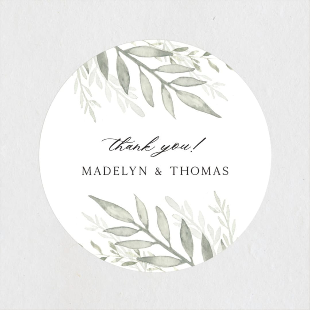 "Sweeping" - Wedding Favor Stickers in Linen by Carolyn Nicks - Front