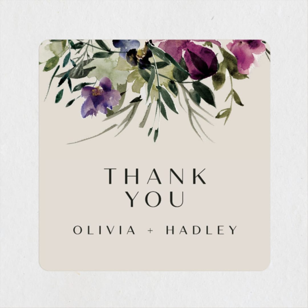 "Floral Love" - Wedding Favor Stickers in Lilac by Lori Wemple - Front