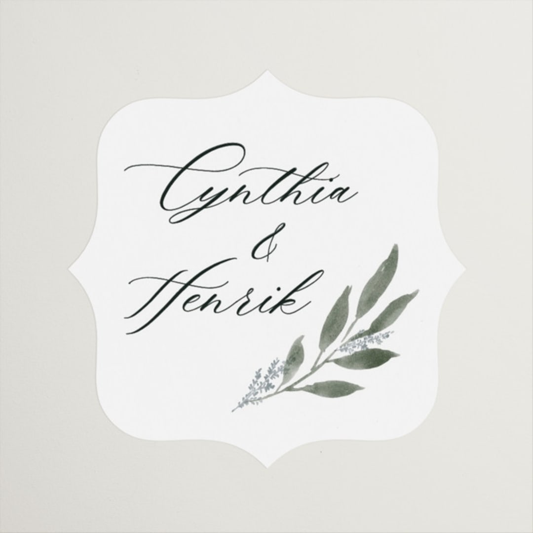 "Pressed Foliage" - Wedding Favor Stickers in Heather by Stacey Meacham - Front