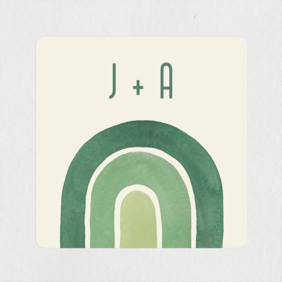 "Double Rainbow" - Wedding Favor Stickers in Cactus by Pink House Press - Front