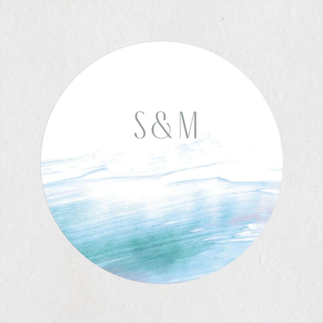 "apogean tide" - Wedding Favor Stickers in Lagoon by Jennifer Wick - Front