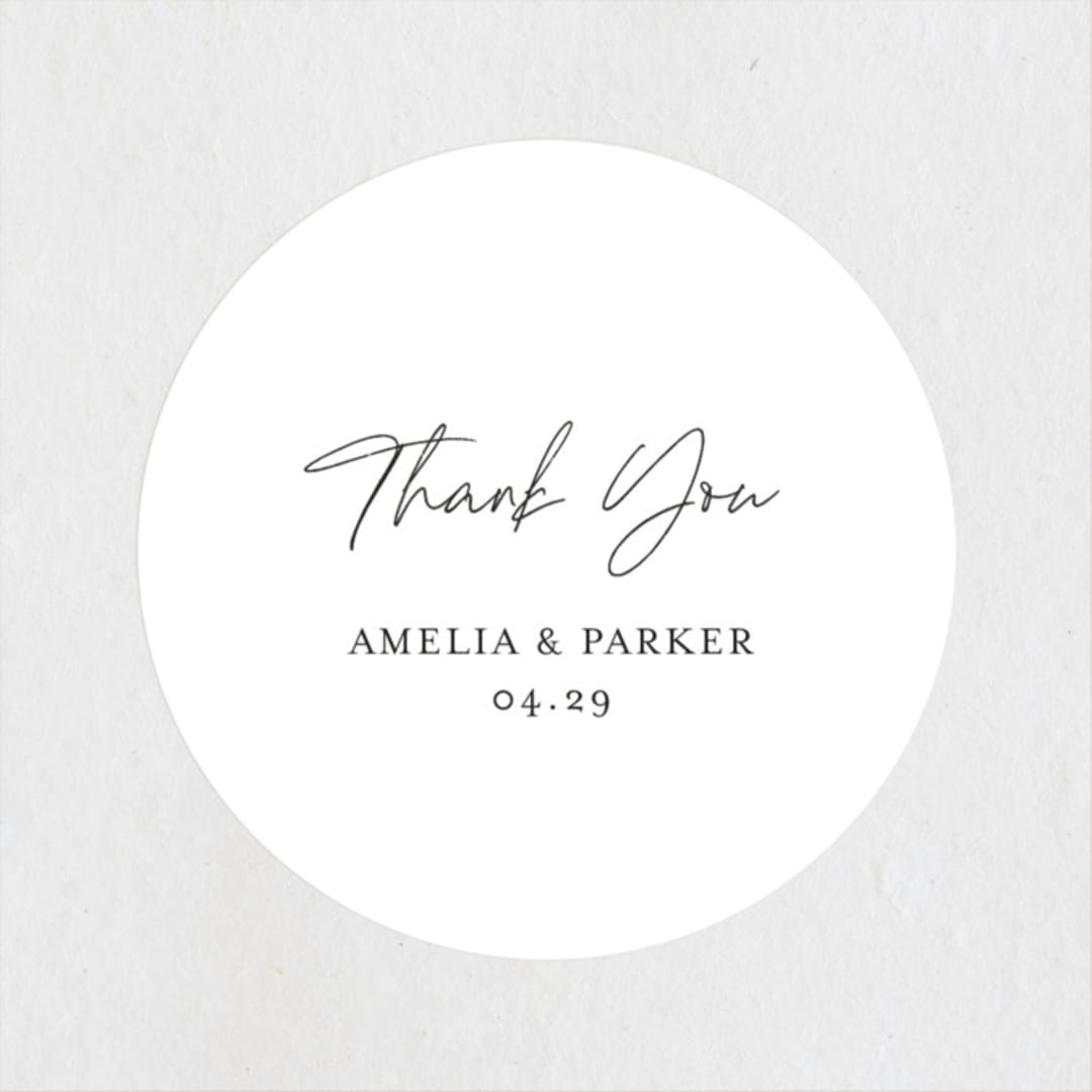 "Handwritten" - Wedding Favor Stickers in Obsidian by Jennifer Postorino - Front