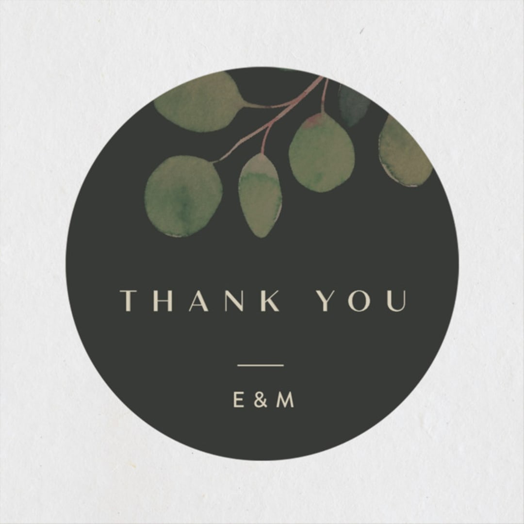 "Modern Leaves" - Wedding Favor Stickers in Smoked by Shannon Chen of Four Wet Feet Studio - Front