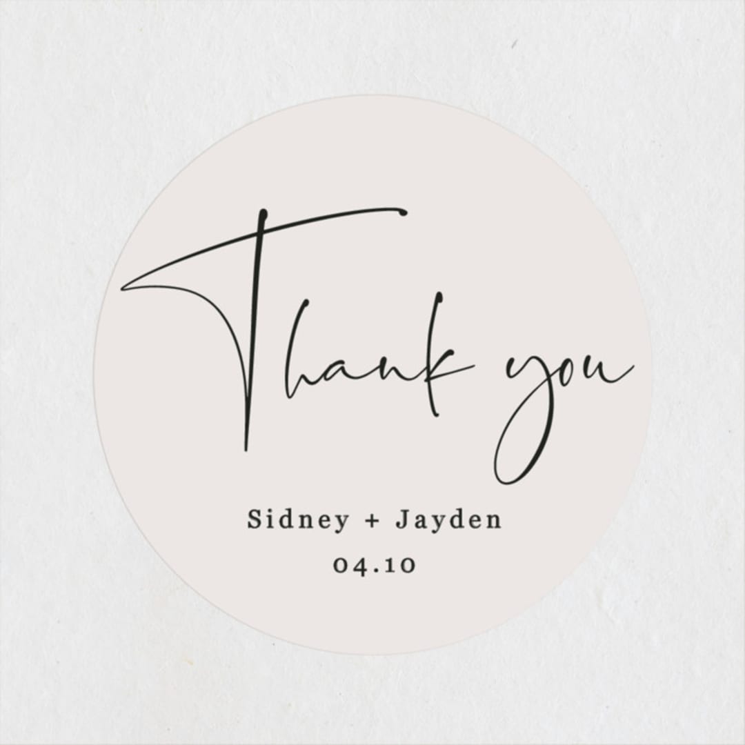"stylist script" - Wedding Favor Stickers in Ivory by Cass Loh - Front
