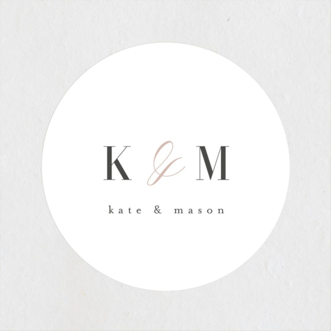 "Foundry" - Wedding Favor Stickers in Rose Quartz by Kristie Kern - Front