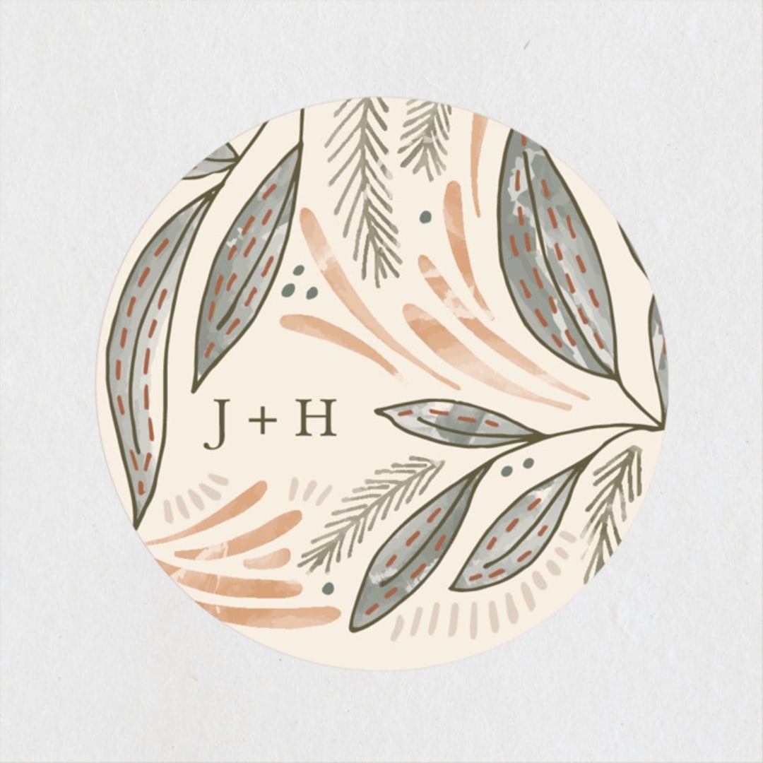 "Unity" - Wedding Favor Stickers in Burnt Sienna by Jen Owens - Front