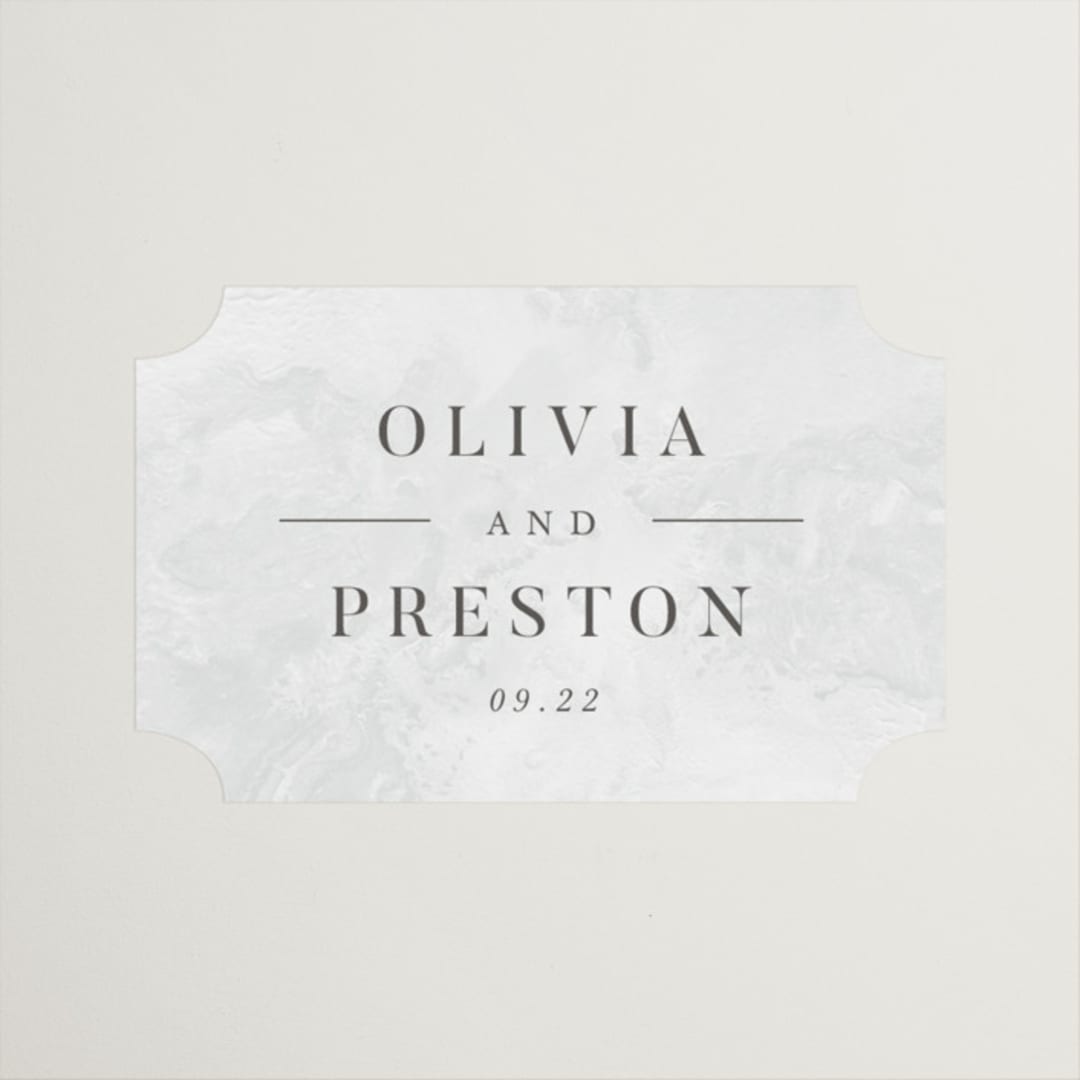 "Regent" - Wedding Favor Stickers in Opal by Robert and Stella - Front