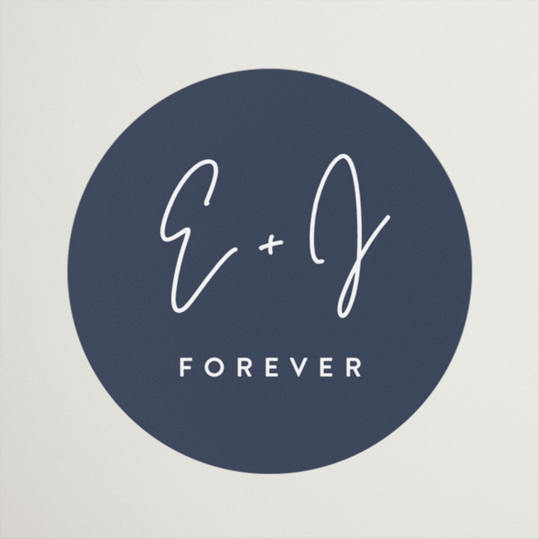 "Marked" - Wedding Favor Stickers in Navy by JoAnn Jinks - Front