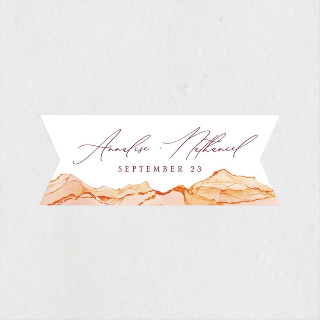 "Sandstone" - Wedding Favor Stickers in Topaz by Erin Deegan - Front